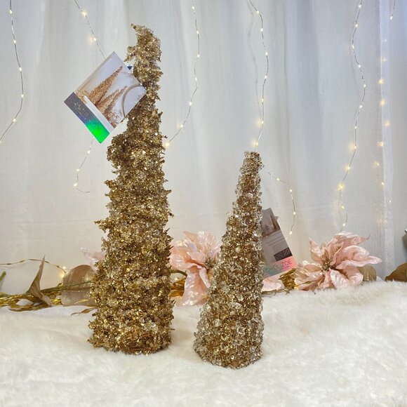 Rachel Zoe Stunning Jeweled Cluster Crystal Glass Gold Christmas Tree 13" New - Picture 7 of 7